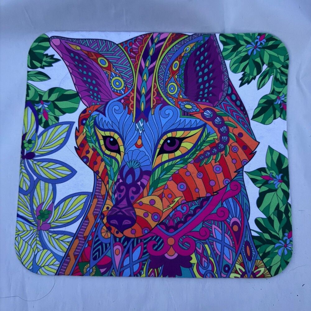 Psychedelic/Trippy Fox Square Mouse Pad - Excellent Condition
